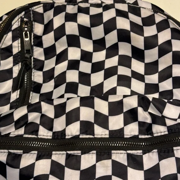 High End Black & White Checkered Women’s Padded Backpack Laptop Bag FIXED - Picture 4 of 9